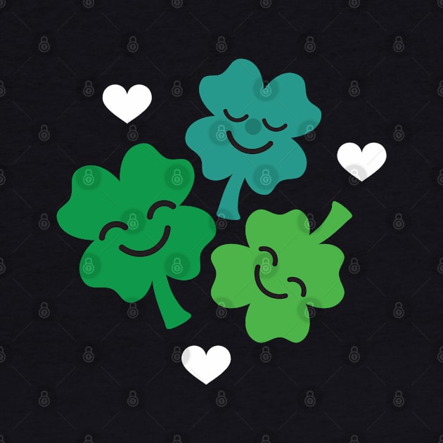 Cute Four Leaf Clovers and Hearts! by VicEllisArt